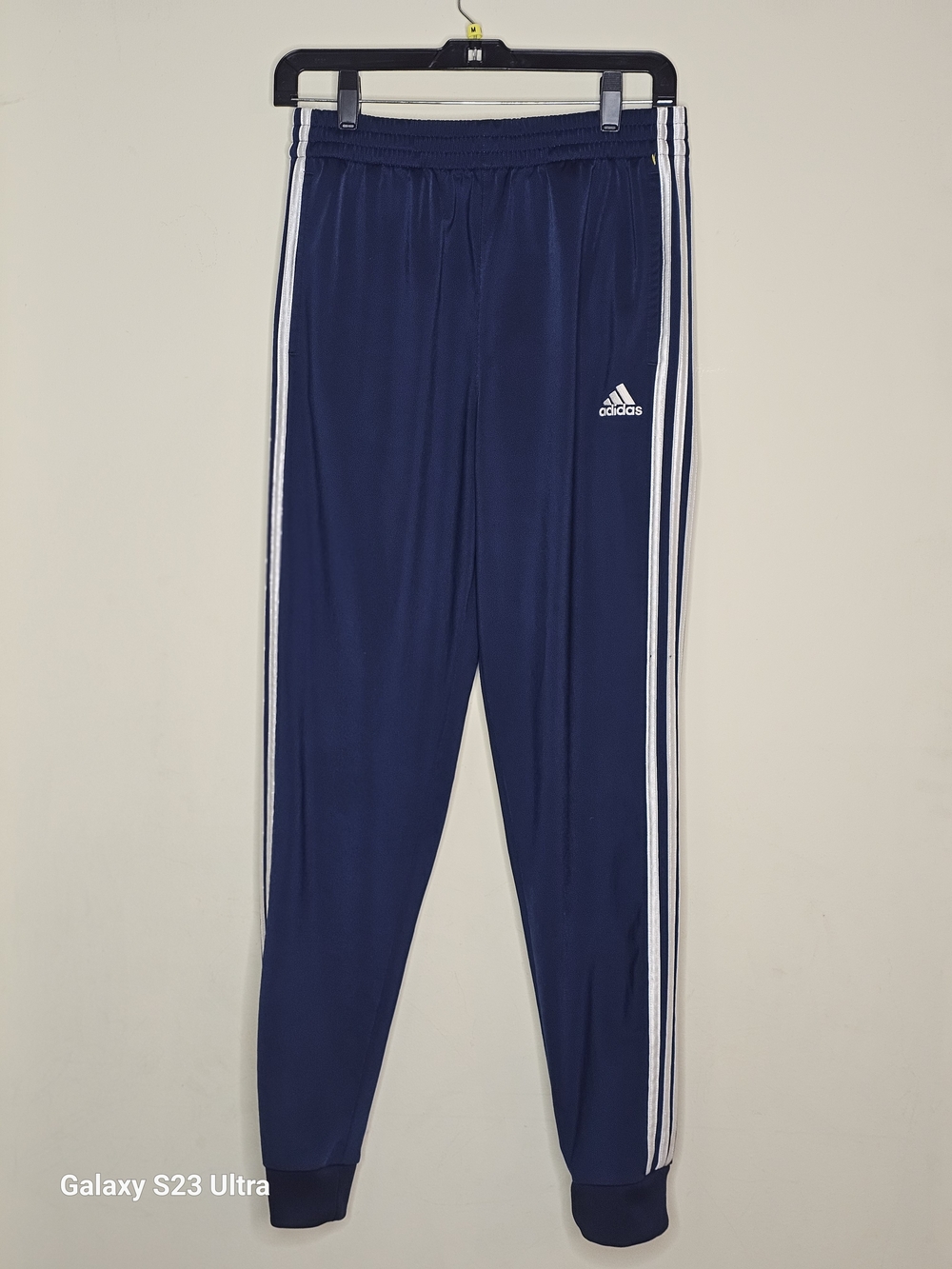 adidas Navy Track Pants with White Side Stripes